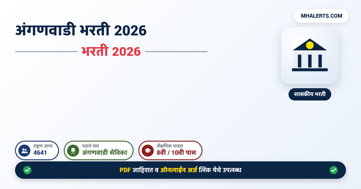 अंगणवाडी भरती 2026: 4,641 जागांसाठी जाहिरात प्रसिद्ध